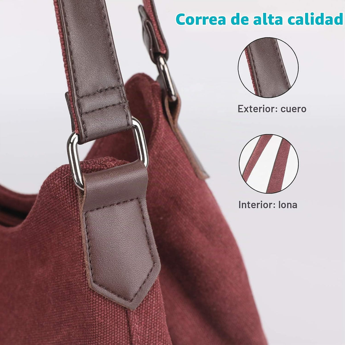 Dourr Bolso para hombro para mujer, con múltiples bolsillos, bolso...