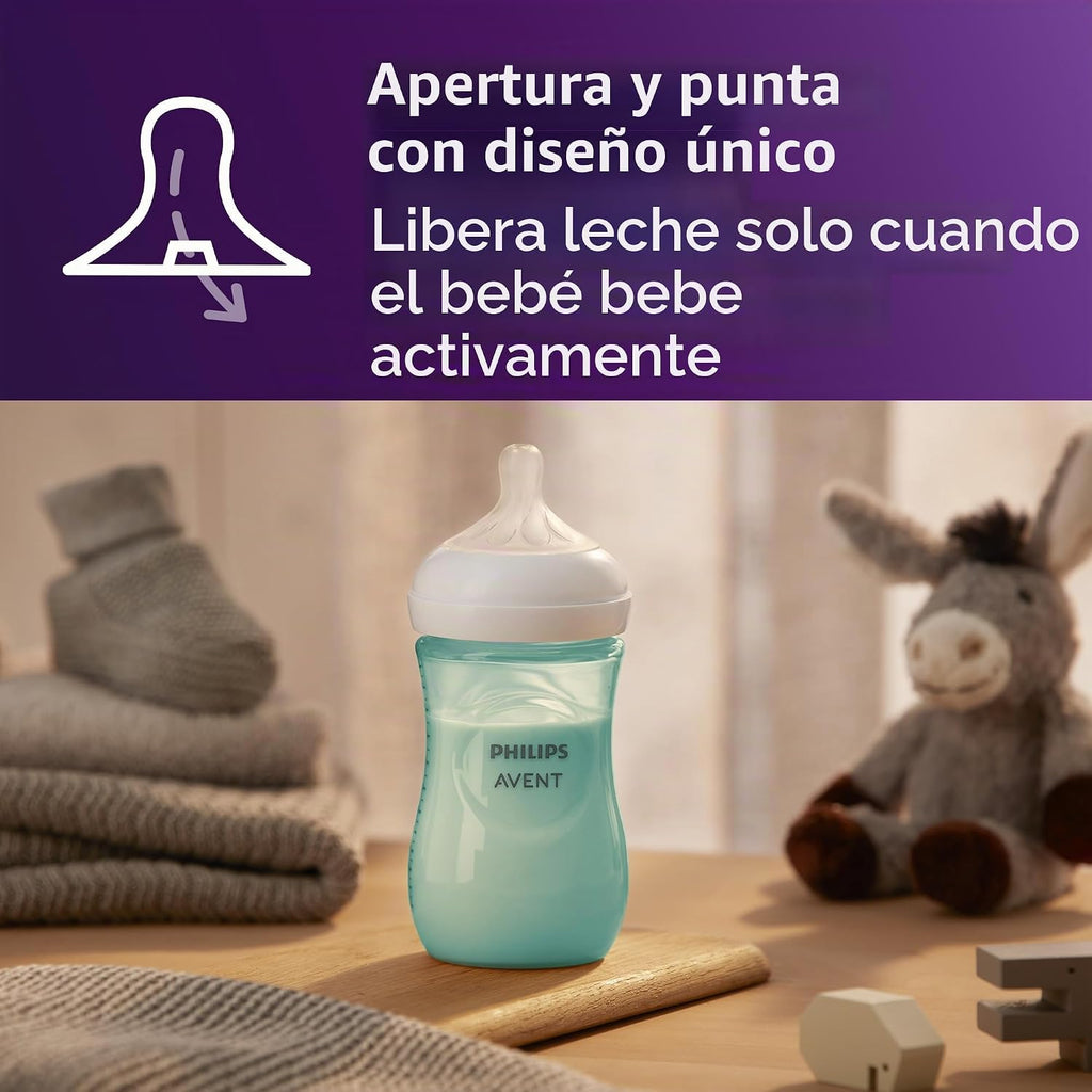 Philips Avent Biberones naturales, flujo medio, 9 onzas, sin BPA, p...