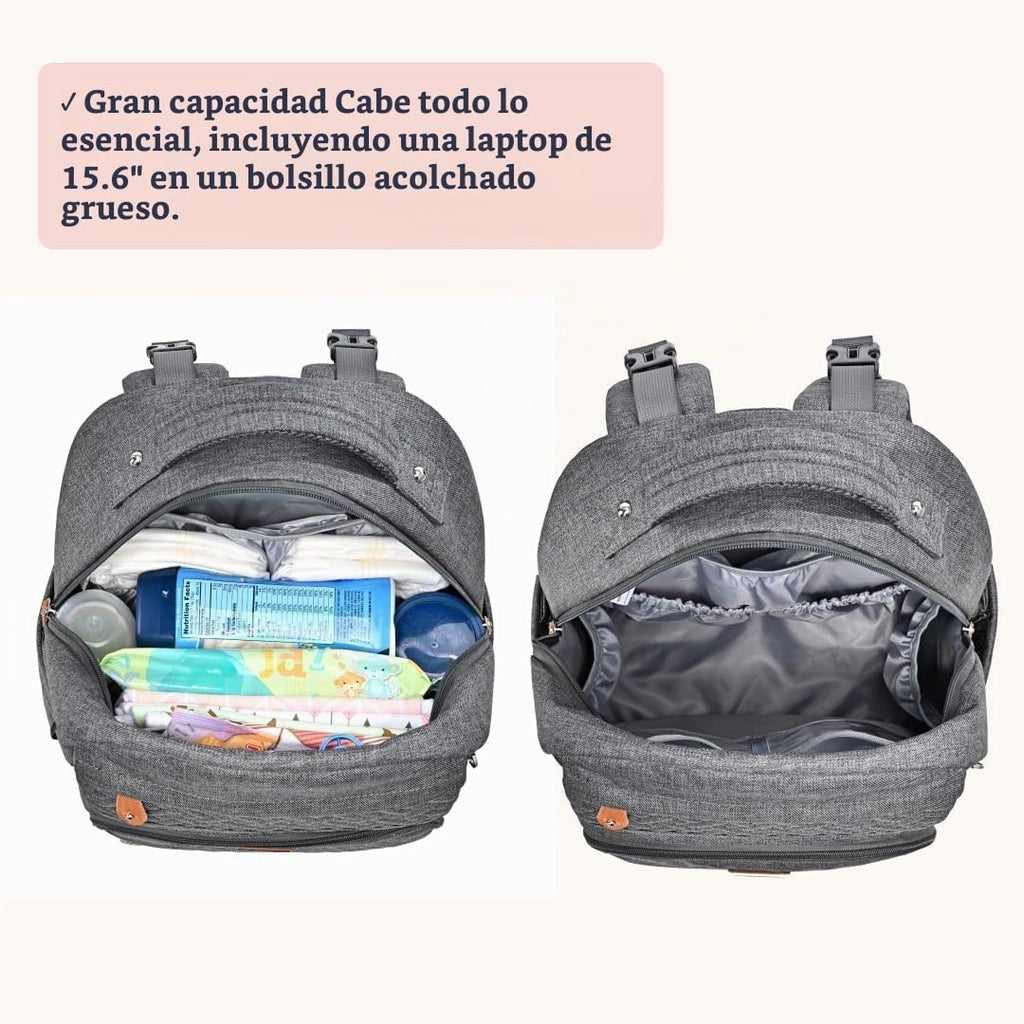 BabbleRoo Mochila de cuero para pañales - Baby Essentials Bolsa de...