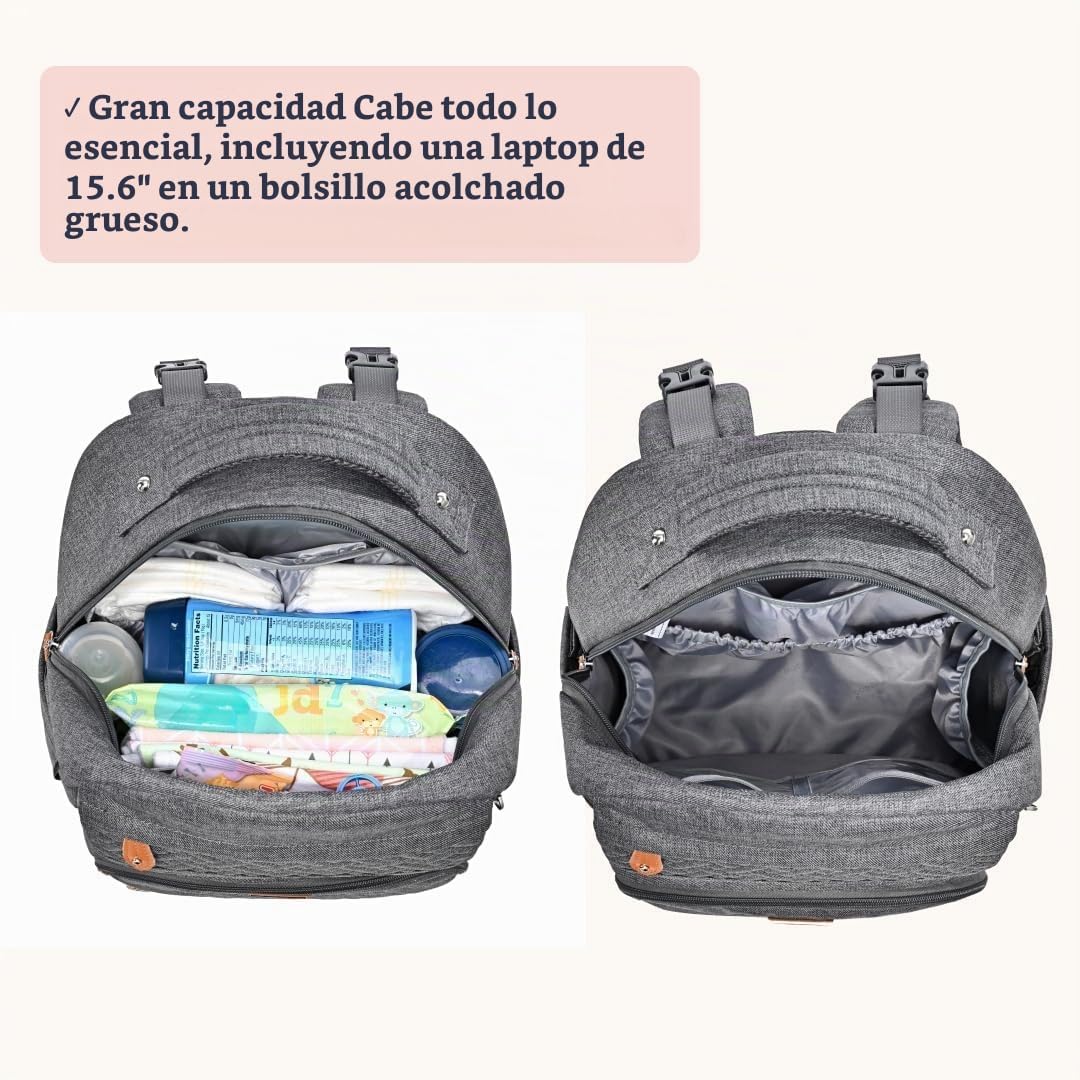 BabbleRoo Mochila de cuero para pañales - Baby Essentials Bolsa de...