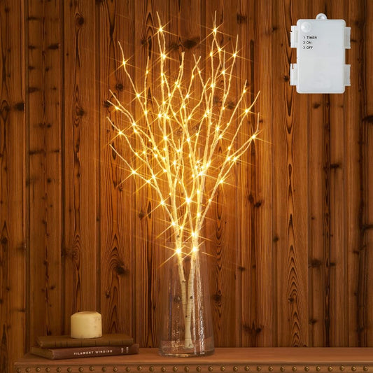 Hairui Rama de abedul artificial iluminada con luces de hadas de 30...