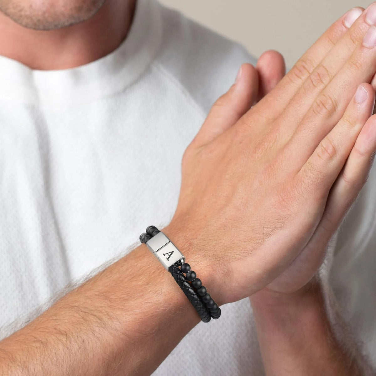 LUXEJEW Regalos para Hombres – Pulsera para Hombre, Pulsera con Ini...