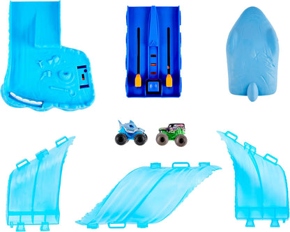 Monster Jam, Mini Megalodon Race and Chomp - Juego con 2 mini camio...