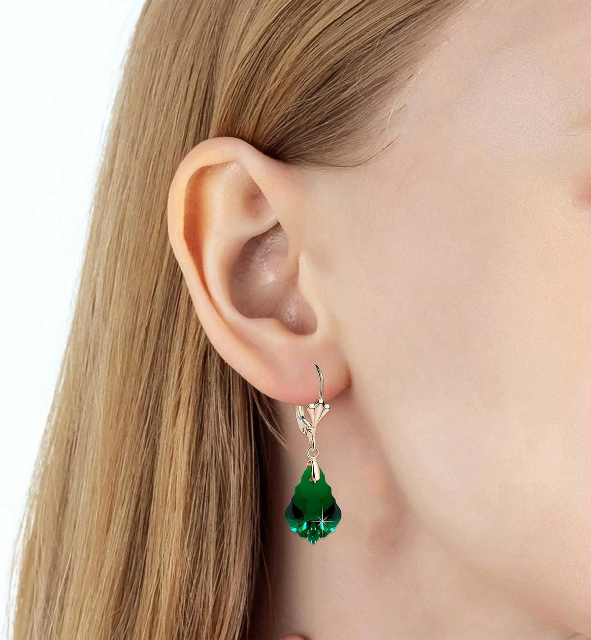 Aretes de cristal austriaco barroco con cierre de palanca para muje...