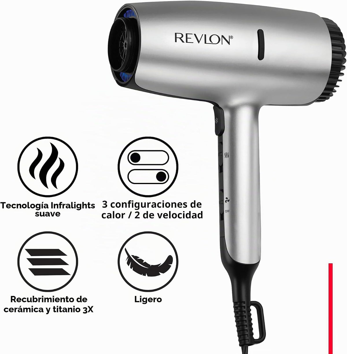 REVLON Secador de pelo Dry Max con difusor para rizos naturales, co...