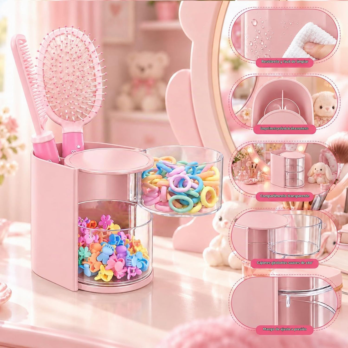 Luscinia Organizador de accesorios para el cabello con soporte para...