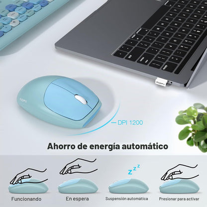 MOFII Combo de teclado inalámbrico y mouse silencioso, delgado y co...