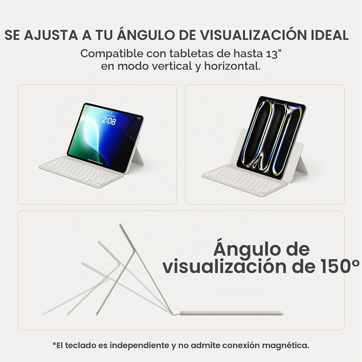Satechi OntheGo - Teclado Bluetooth con soporte ajustable, conecta...