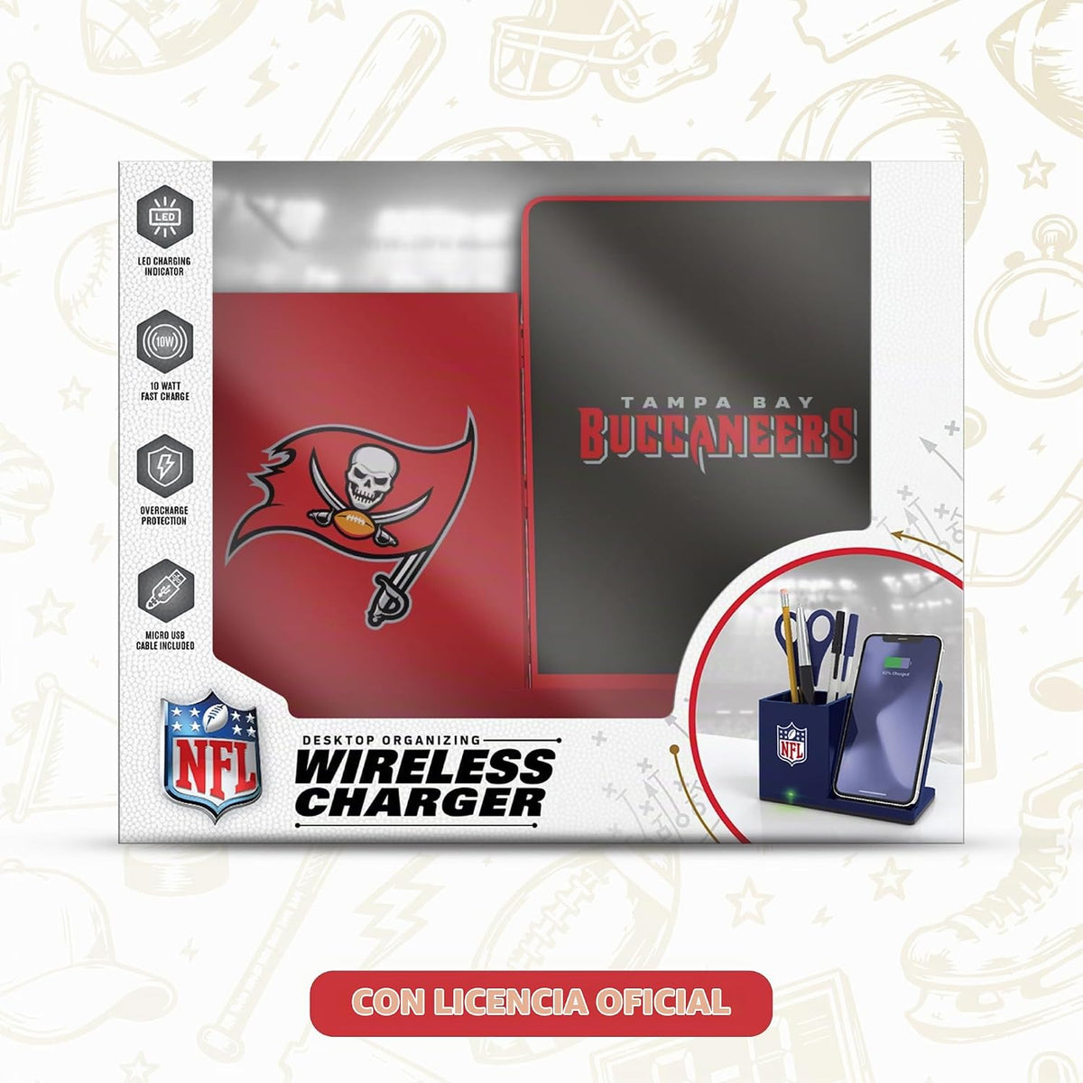 SOAR Soporte de carga inalámbrico unisex NFL y organizador de escri...