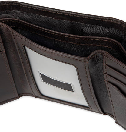 Cartera trifold de cuero con bloqueo RFID para hombre de Calvin Klein