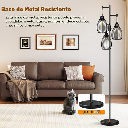 Lámpara de pie regulable, 3 bombillas LED de 800LM incluidas, lámpa...