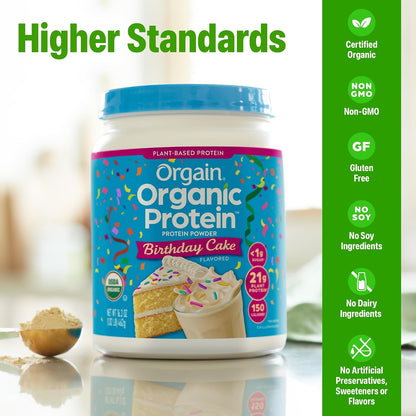 Orgain Proteína en polvo vegana orgánica de 0.74 oz, pastel de cump...