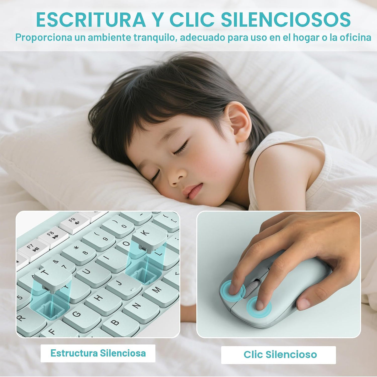 Combo silencioso de teclado y mouse inalámbricos para oficina y hog...