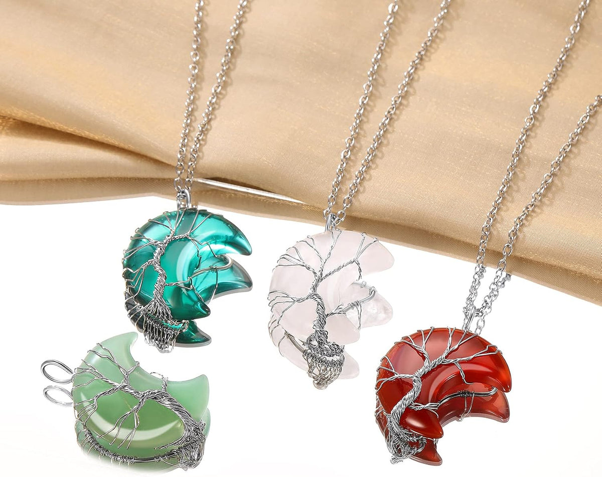 Bestyle Collar de cristal curativo envuelto en árbol de la vida, co...