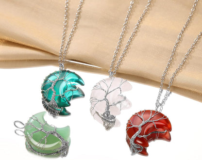 Bestyle Collar de cristal curativo envuelto en árbol de la vida, co...