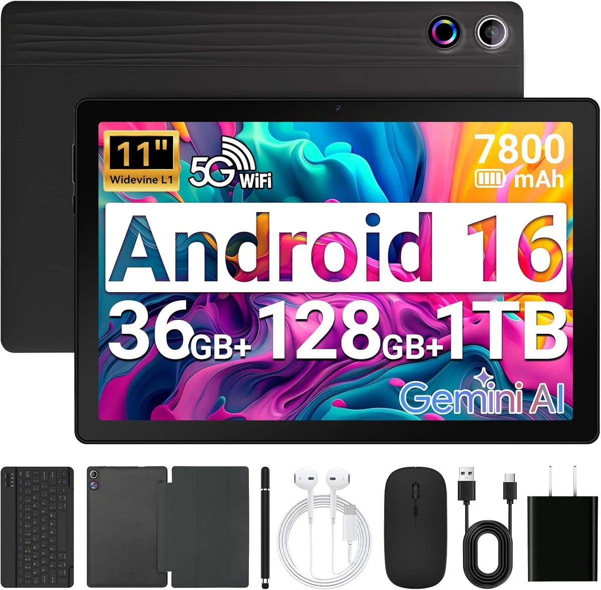 URAO Tableta, Tableta Android 16 de 11" Octa-core 36GB+128GB Gemini...