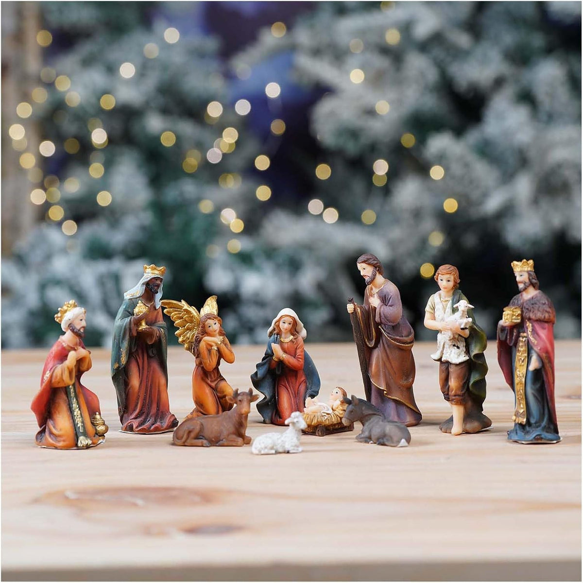 Zayton Juego de Belén de Navidad con figuras de Belén de 3.25 pulga...