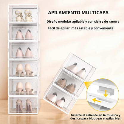 Paquete de 12 cajas de almacenamiento de zapatos apilables de plást...