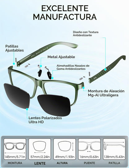 ATTCL Gafas de sol polarizadas para hombre Al-Mg Metal ultraligeras...