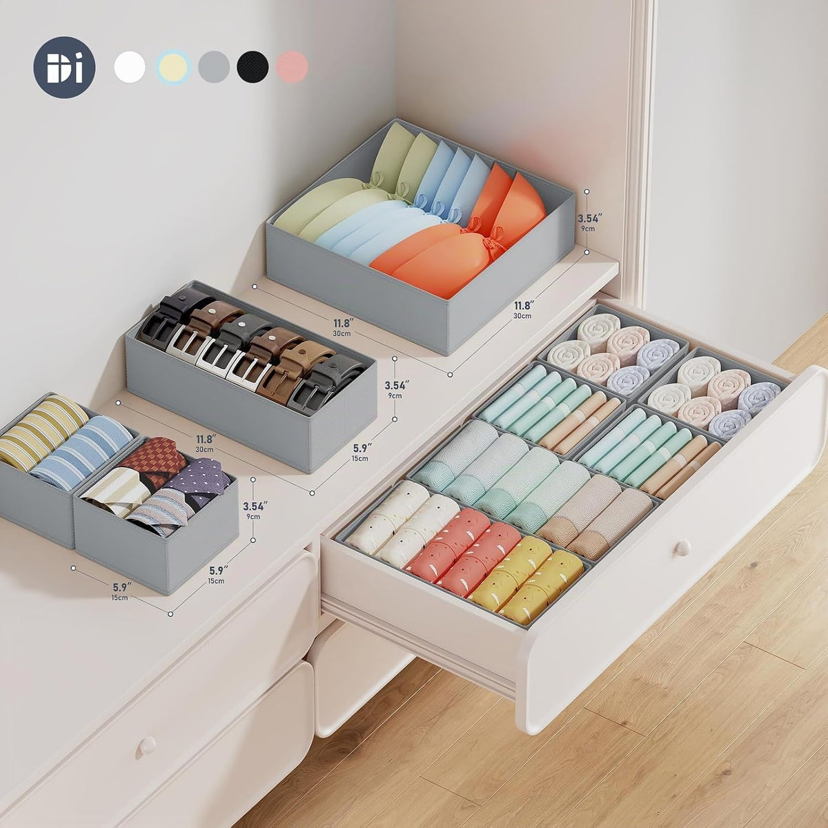DIMJ Organizador de cajones para almacenamiento de ropa, paquete de...