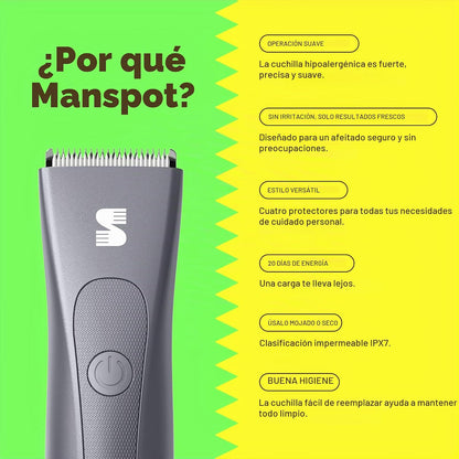 MANSPOT Manscape - Recortadora de vello corporal y de ingle para ho...