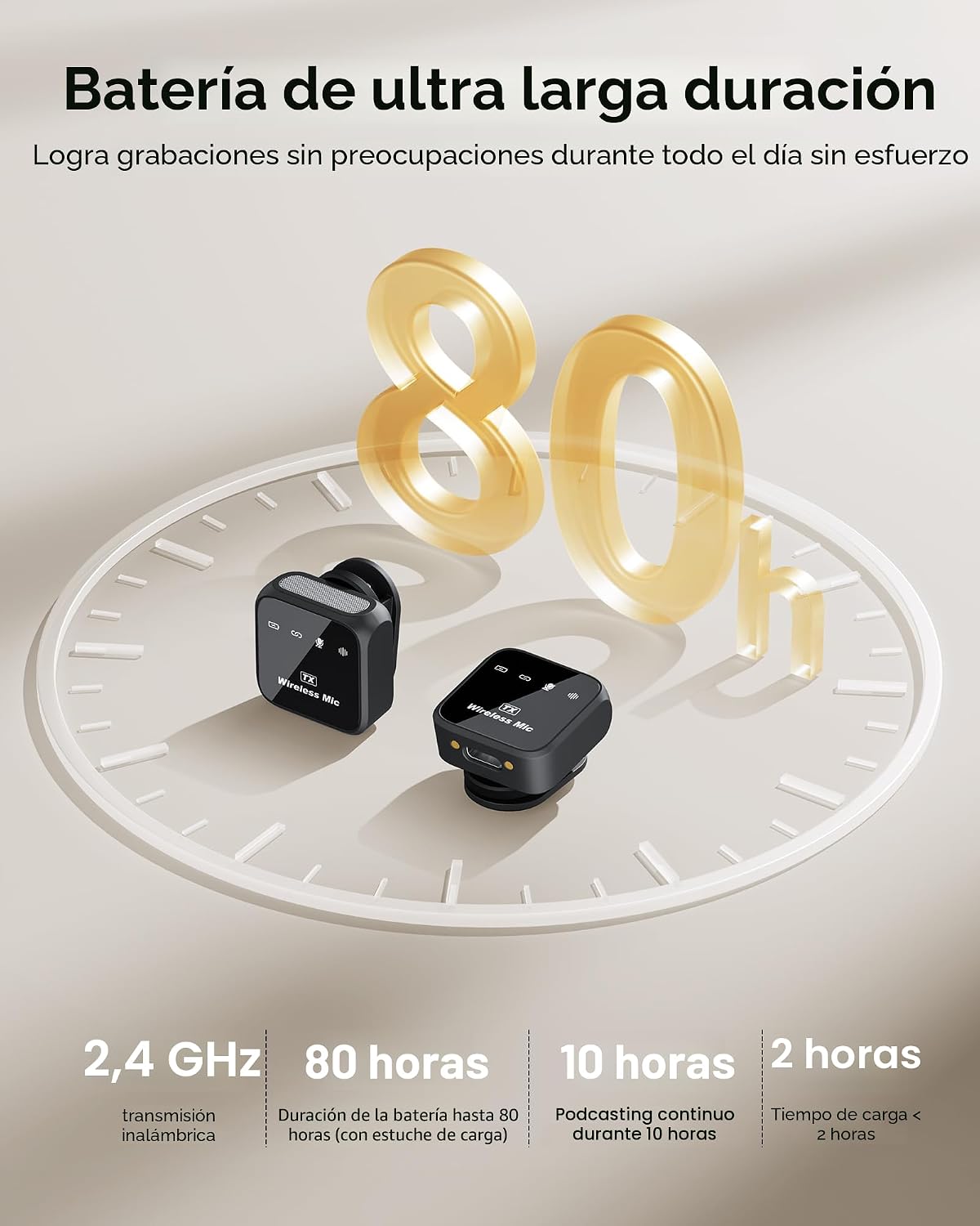 Micrófono inalámbrico Lavalier para iPhone iPad Android con estuche...