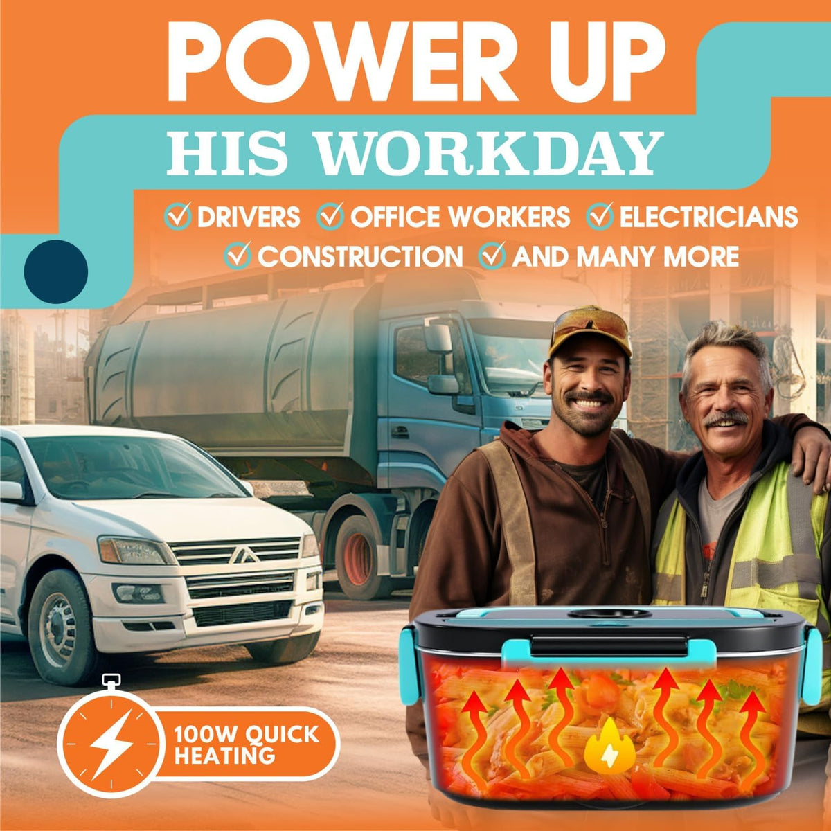 TRAVELISIMO Fiambrera eléctrica para adultos, 100 W, calentada, par...