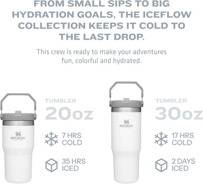 Stanley IceFlow - Vaso con pajita abatible con asa de 20 oz | Tapa...
