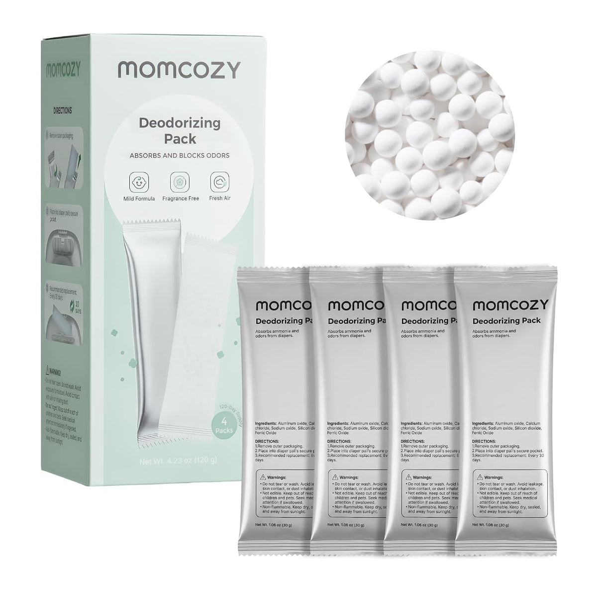 Momcozy Recambios de desodorante para cubos de pañales, 4 paquetes,...