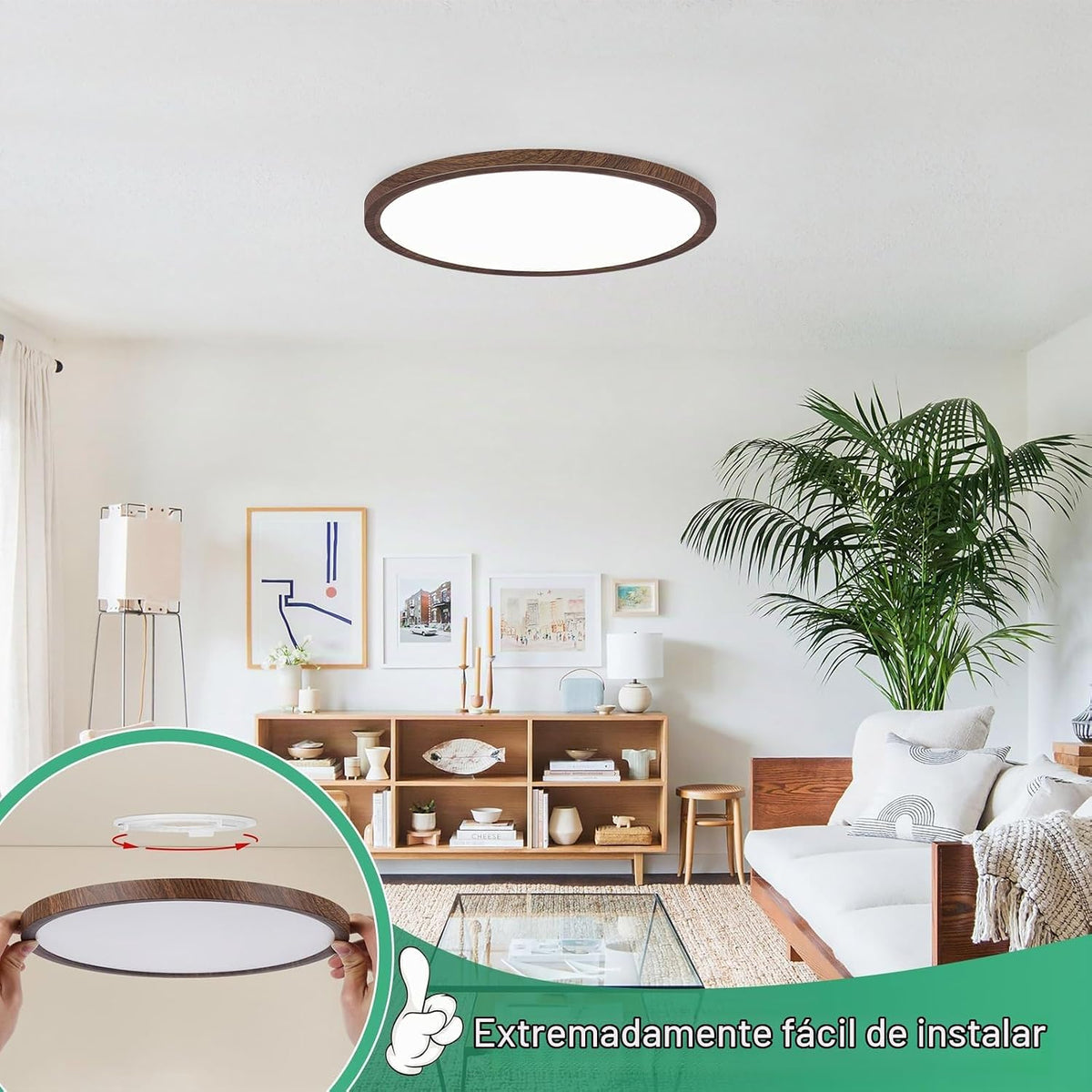 Brightever Lámpara LED de techo empotrada de 12 pulgadas, regulable...