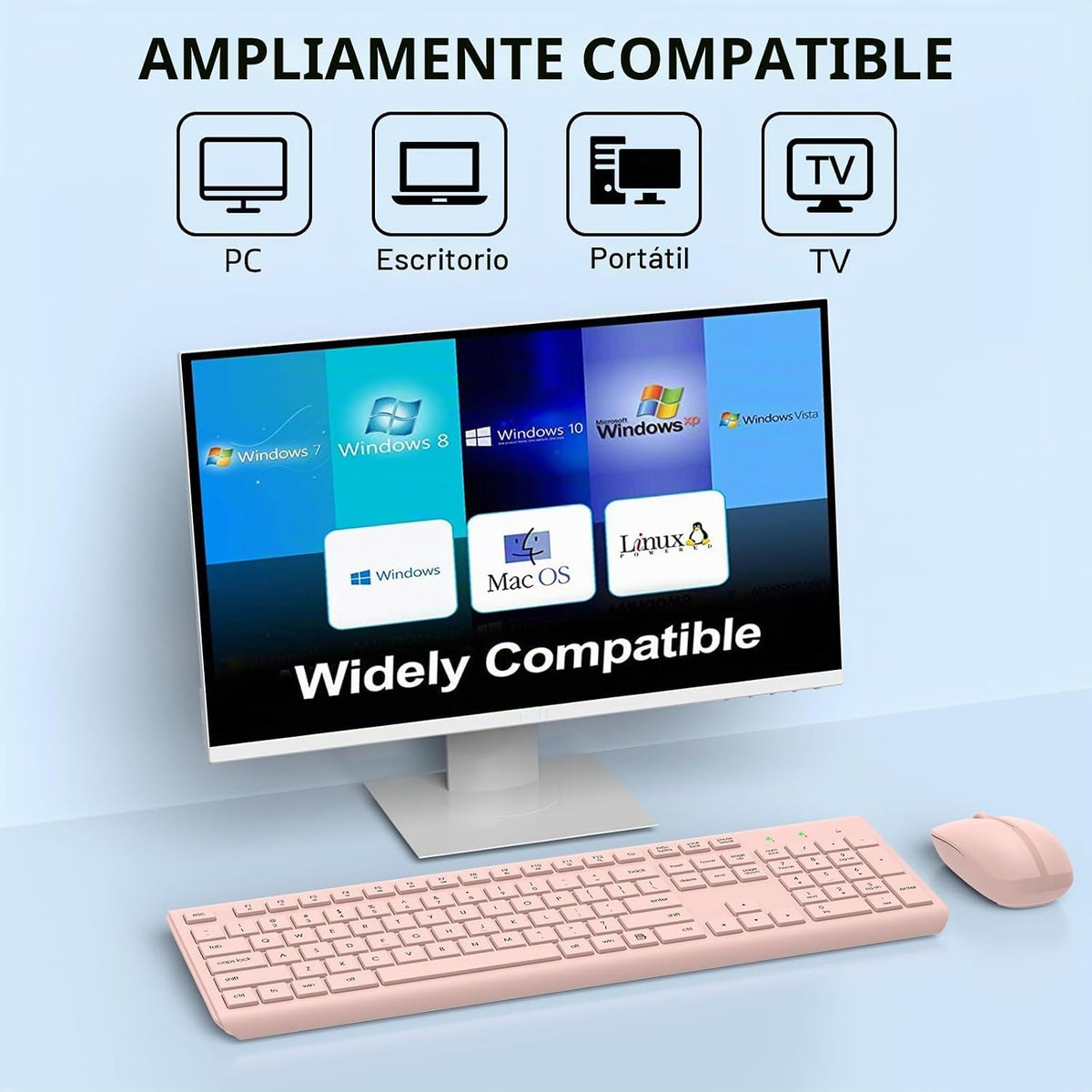 Combo de Teclado y Ratón Inalámbrico, Teclado y Ratón Ergonómico Si...