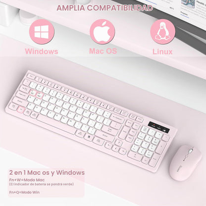 Teclado inalámbrico y mouse combinado silencioso para oficina y hog...