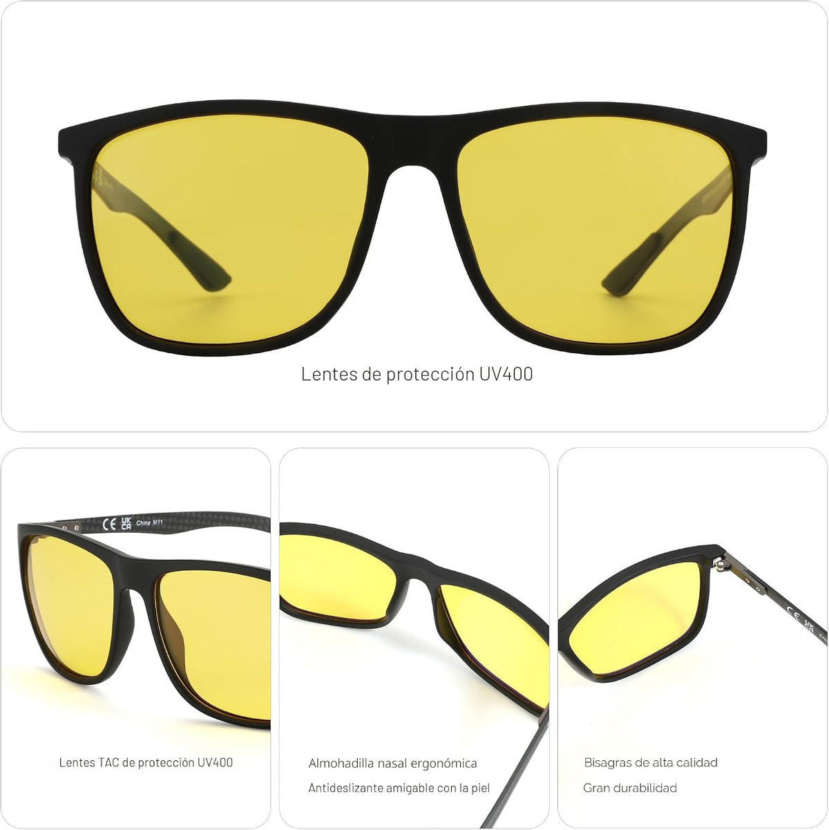 ZENOTTIC Gafas de sol polarizadas cuadradas para hombre, ultraliger...