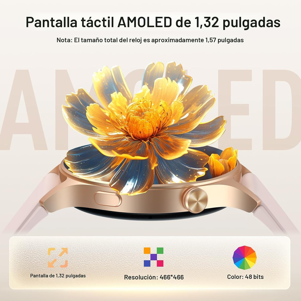Fitpolo - Reloj inteligente para mujer, rastreador de fitness AMOLE...