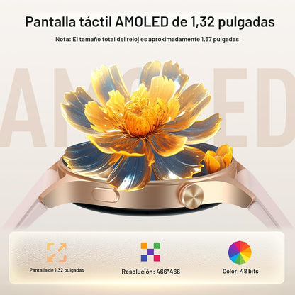 Fitpolo - Reloj inteligente para mujer, rastreador de fitness AMOLE...