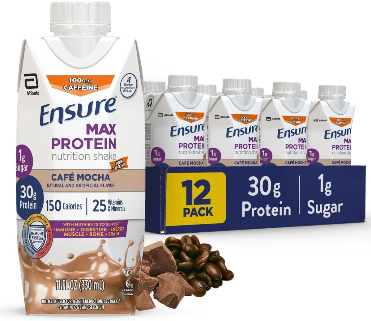 Batido nutricional proteico Asegurar Max, 070074668932, Café Mocha,...