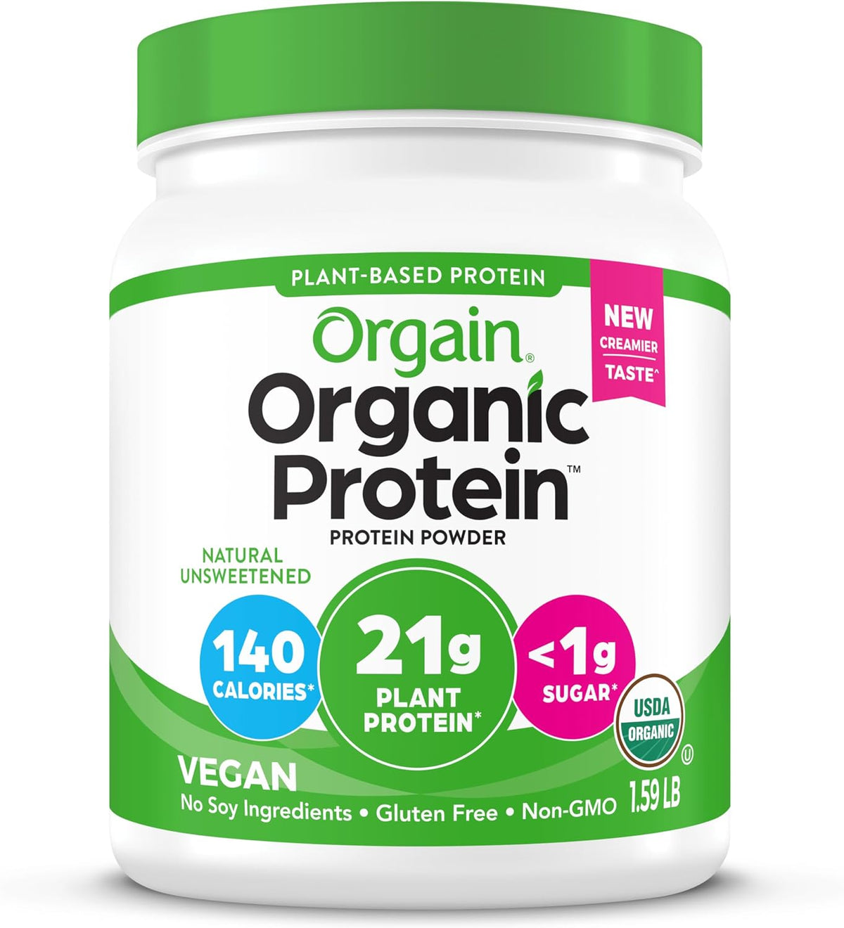 Orgain Proteína en polvo a base de plantas orgánicas, sin azúcar, 1...