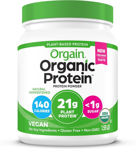 Orgain Proteína en polvo a base de plantas orgánicas, sin azúcar, 1...