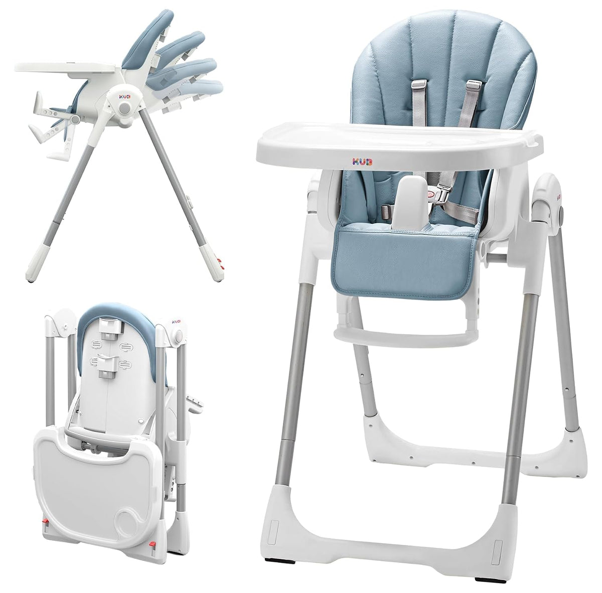 KÜB - Silla alta para bebé plegable y portátil 3 en 1 con 2 ruedas...