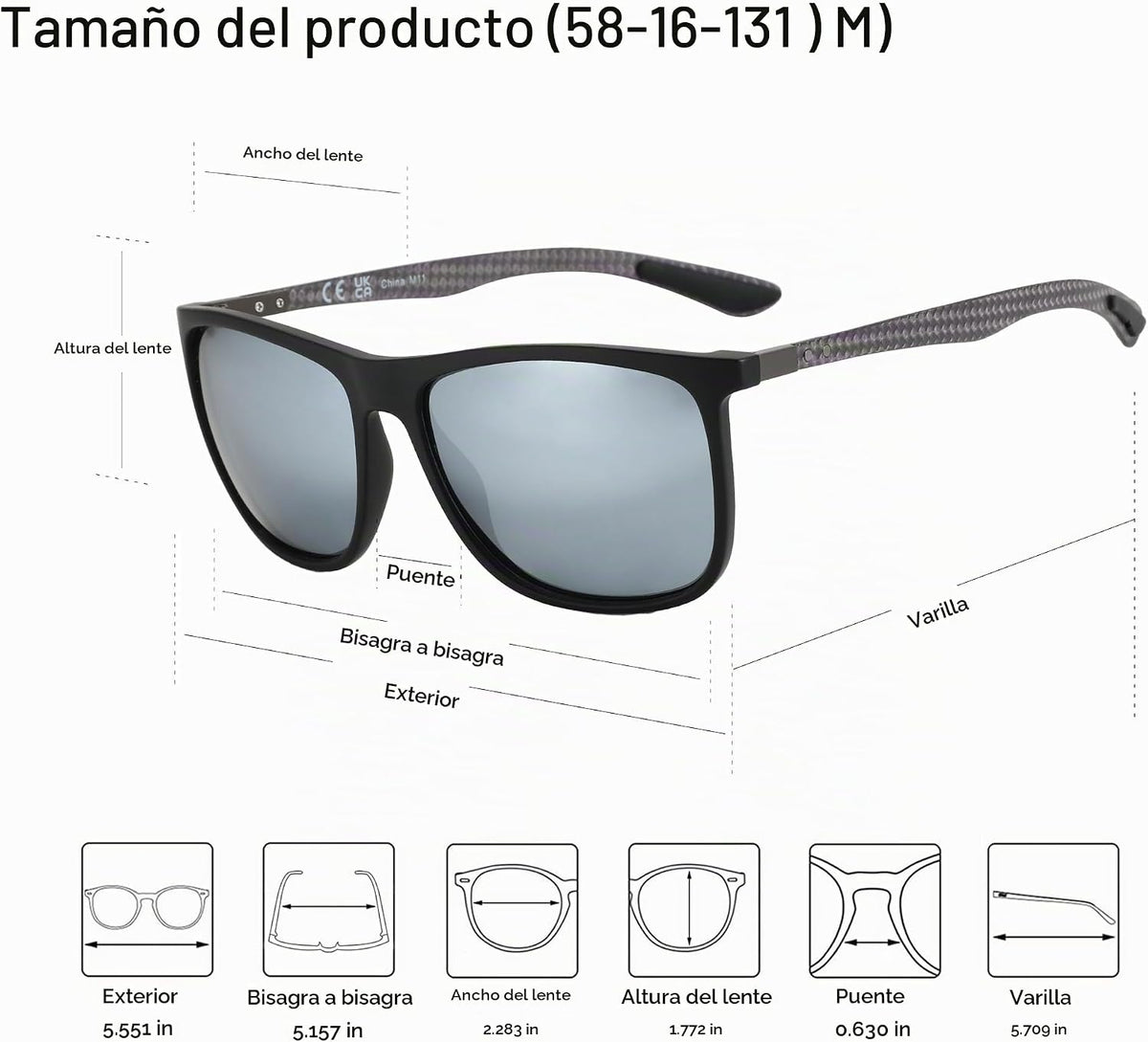 ZENOTTIC Gafas de sol polarizadas cuadradas para hombre, ultraliger...