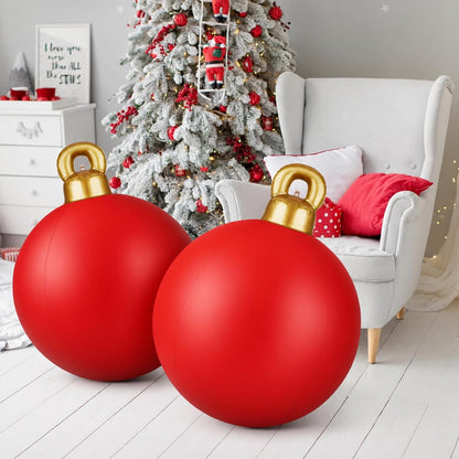2 bolas inflables gigantes de PVC de 32 pulgadas de Navidad (sólido...