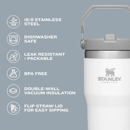 Stanley IceFlow - Vaso con pajita abatible con asa de 20 oz | Tapa...