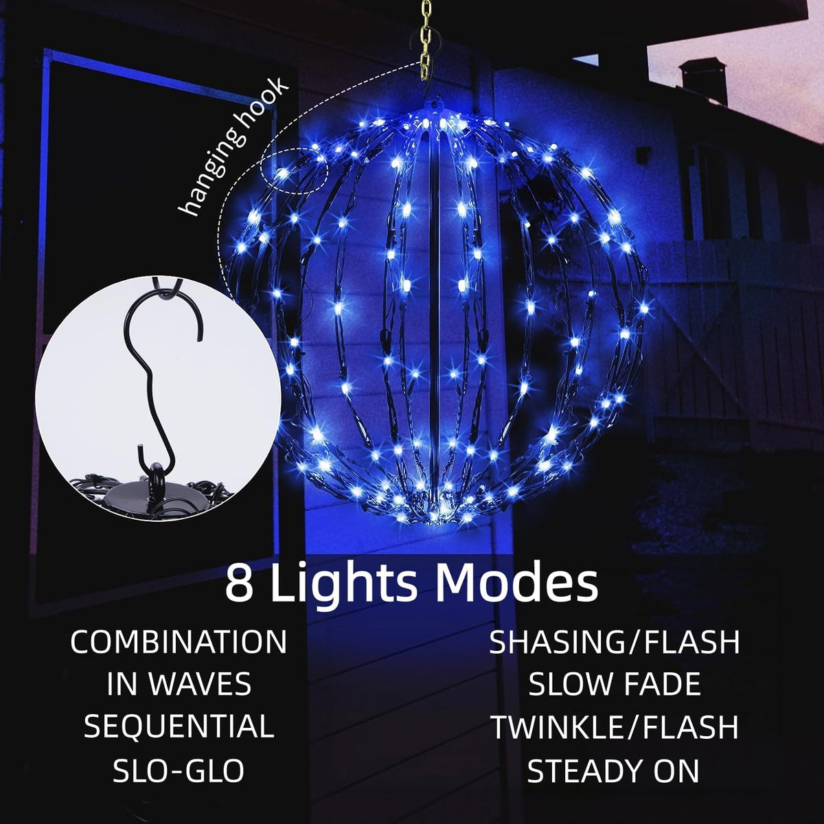 Paquete de 3 bolas de luz de Navidad, decoración de esfera plegable...