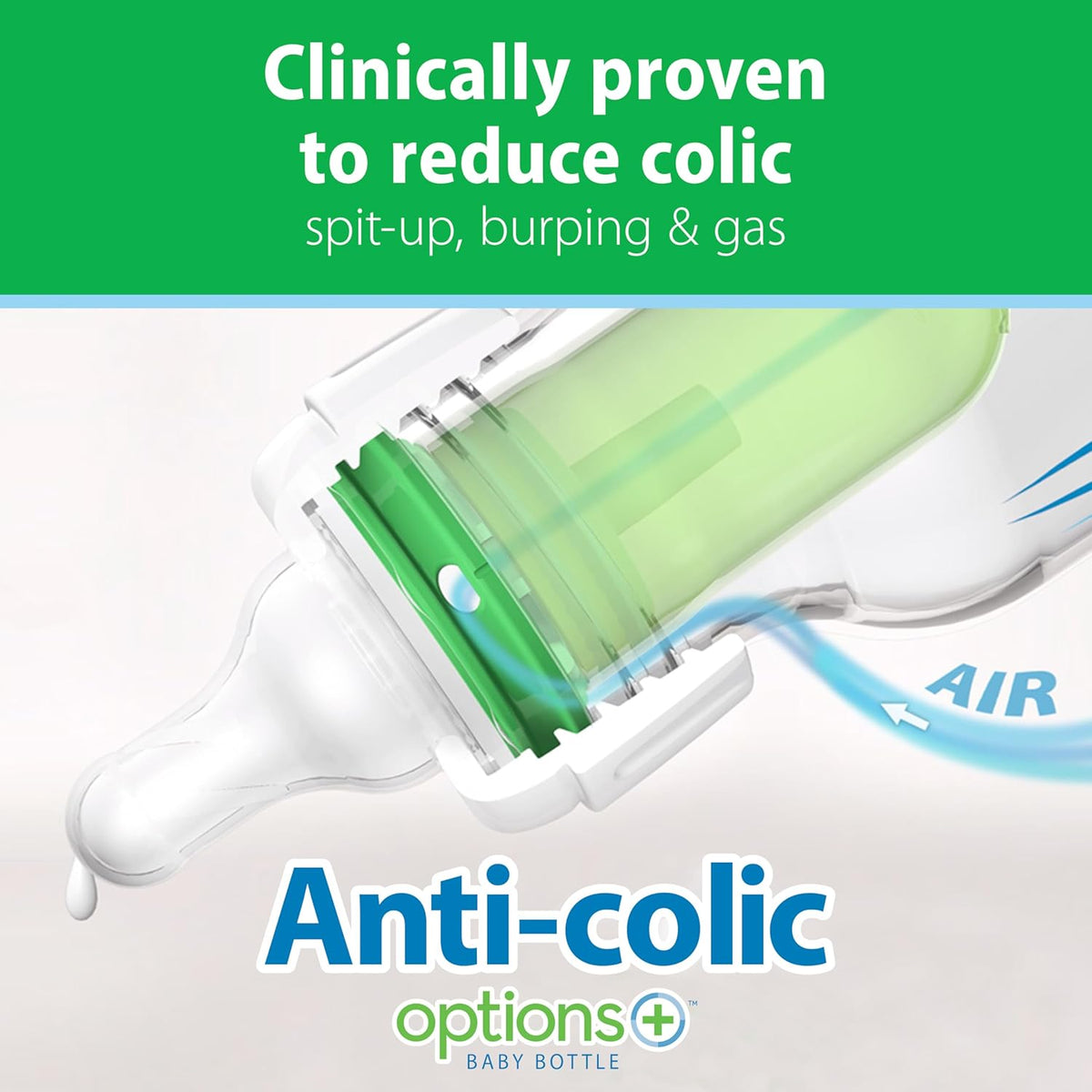 Dr. Brown's Anti-Colic Options+ - Biberón de vidrio estrecho |...