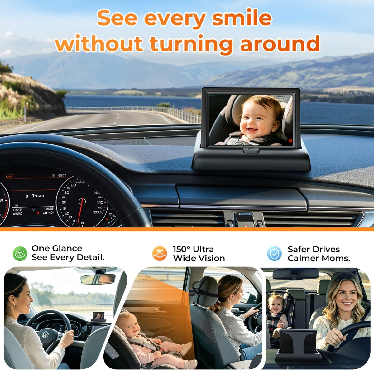 Itomoro Cámara de coche para bebé, alimentada por USB, fácil instal...