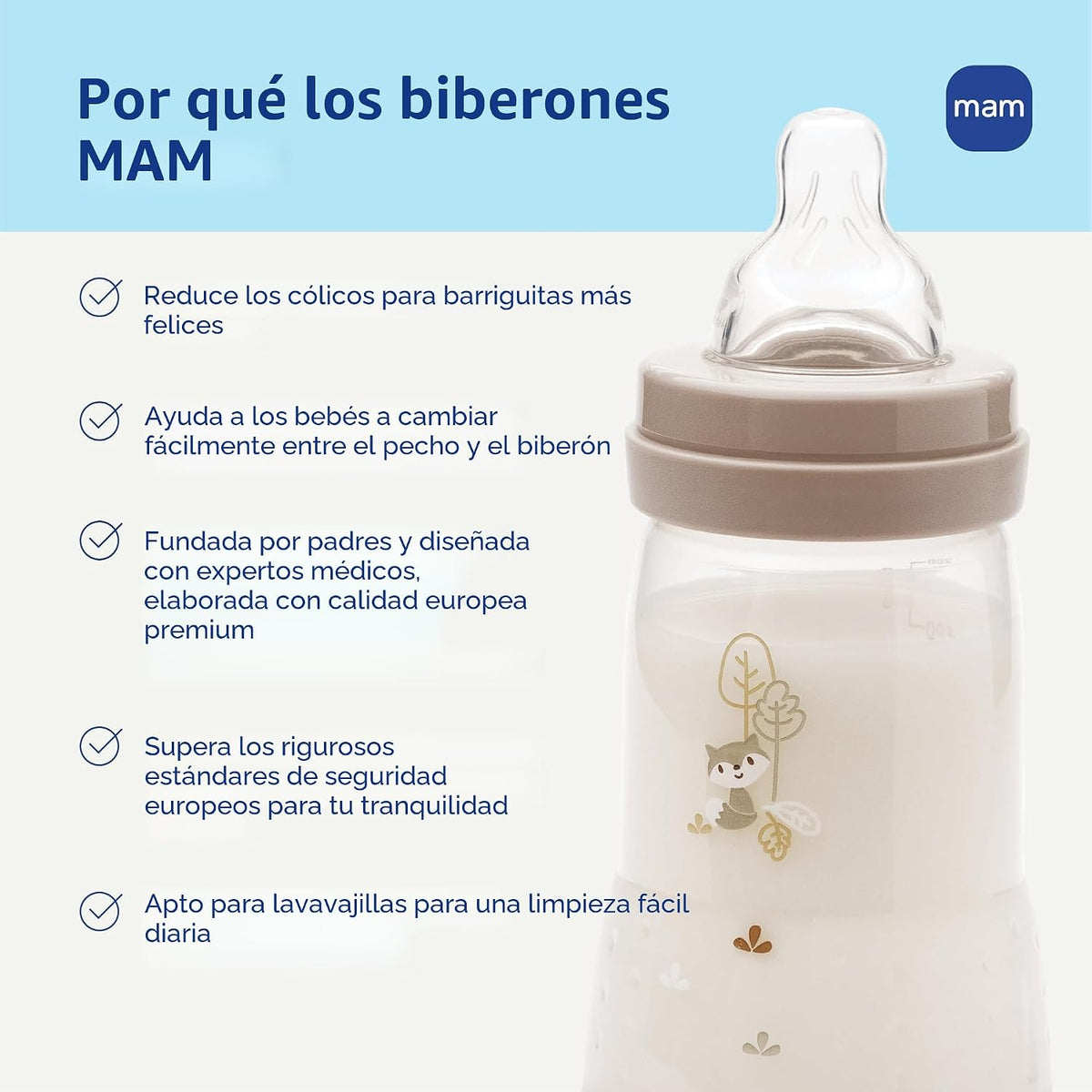 MAM Biberones con ventilación Easy Start Anti-Colic+ de 9 oz, 2+ me...