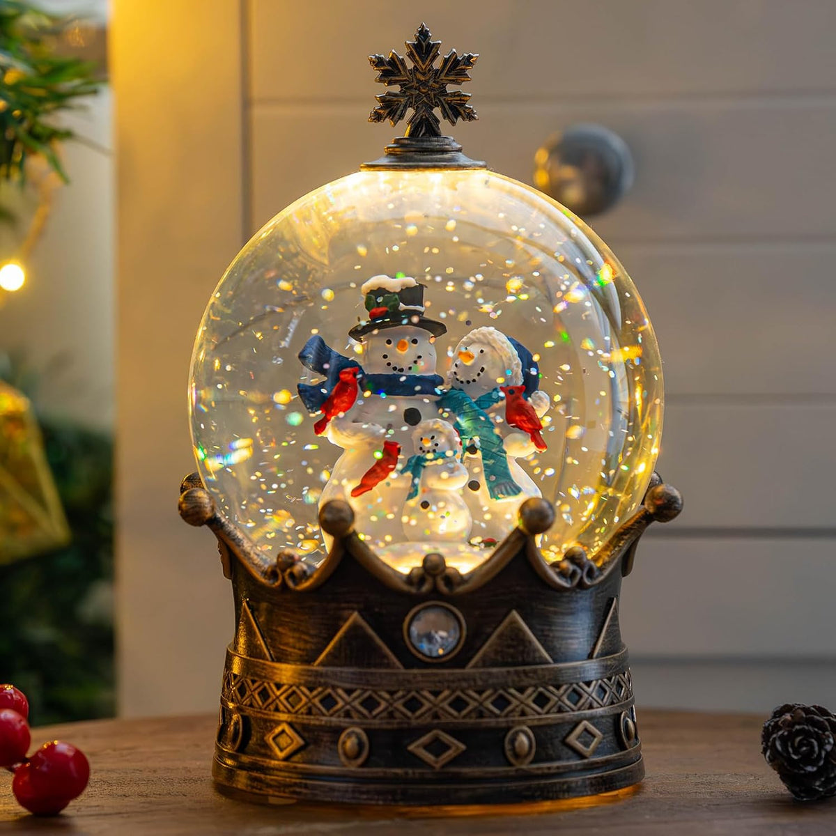 Decoraciones Navideñas de Globo de Nieve Iluminado, Linterna de Glo...
