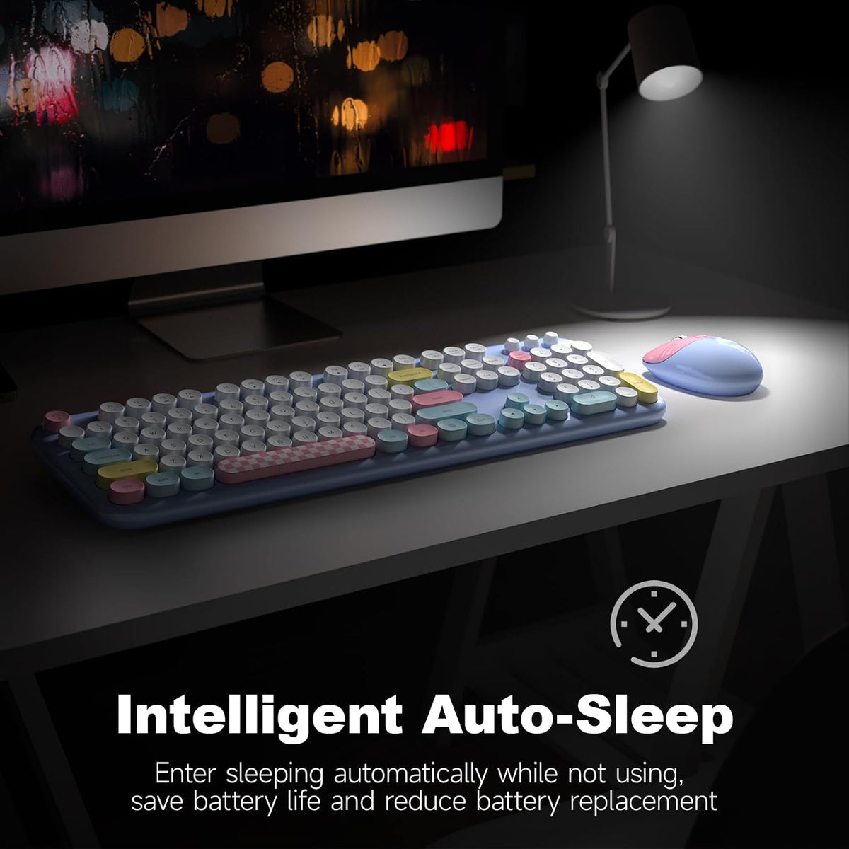 MOFII Combo de teclado y mouse inalámbricos 2.4G, máquina de escrib...