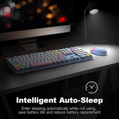 MOFII Combo de teclado y mouse inalámbricos 2.4G, máquina de escrib...