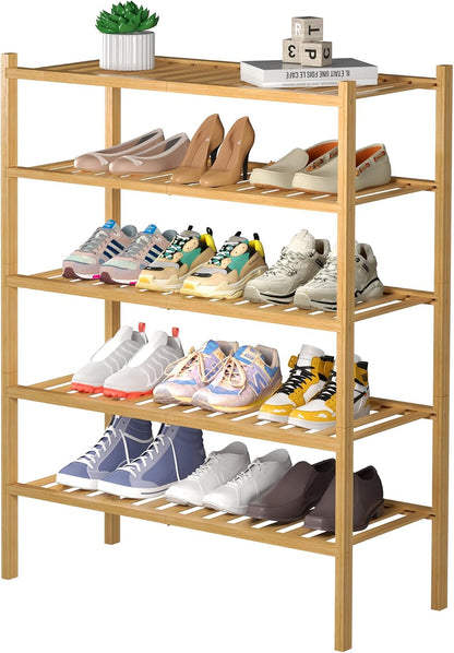 ROMGUAR CRAFT Zapatero de bambú de 5 niveles para closet independie...